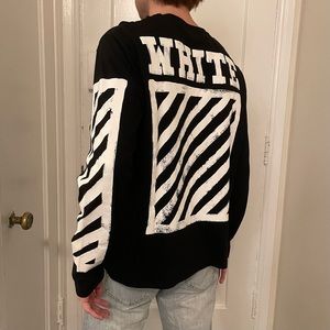 off white virgil abloh brushed diagonal long sleeve black t-shirt
